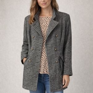 Ark and Co Women's Gray Herringbone Pea Coat Sz L